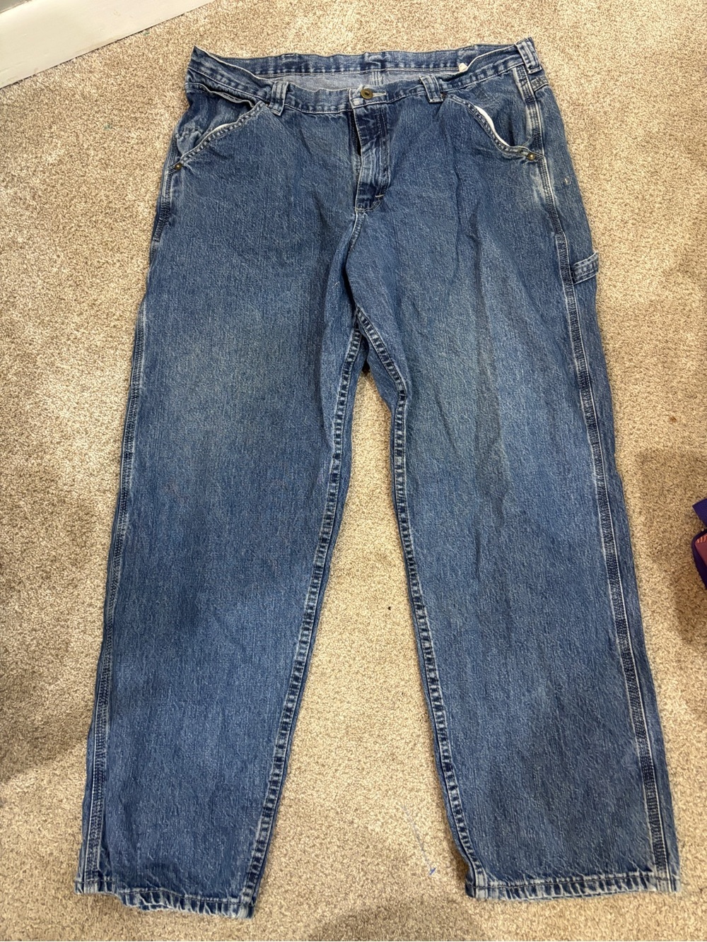 vintage y2k lee baggy carpenter jeans medium wash 38x30 workwear